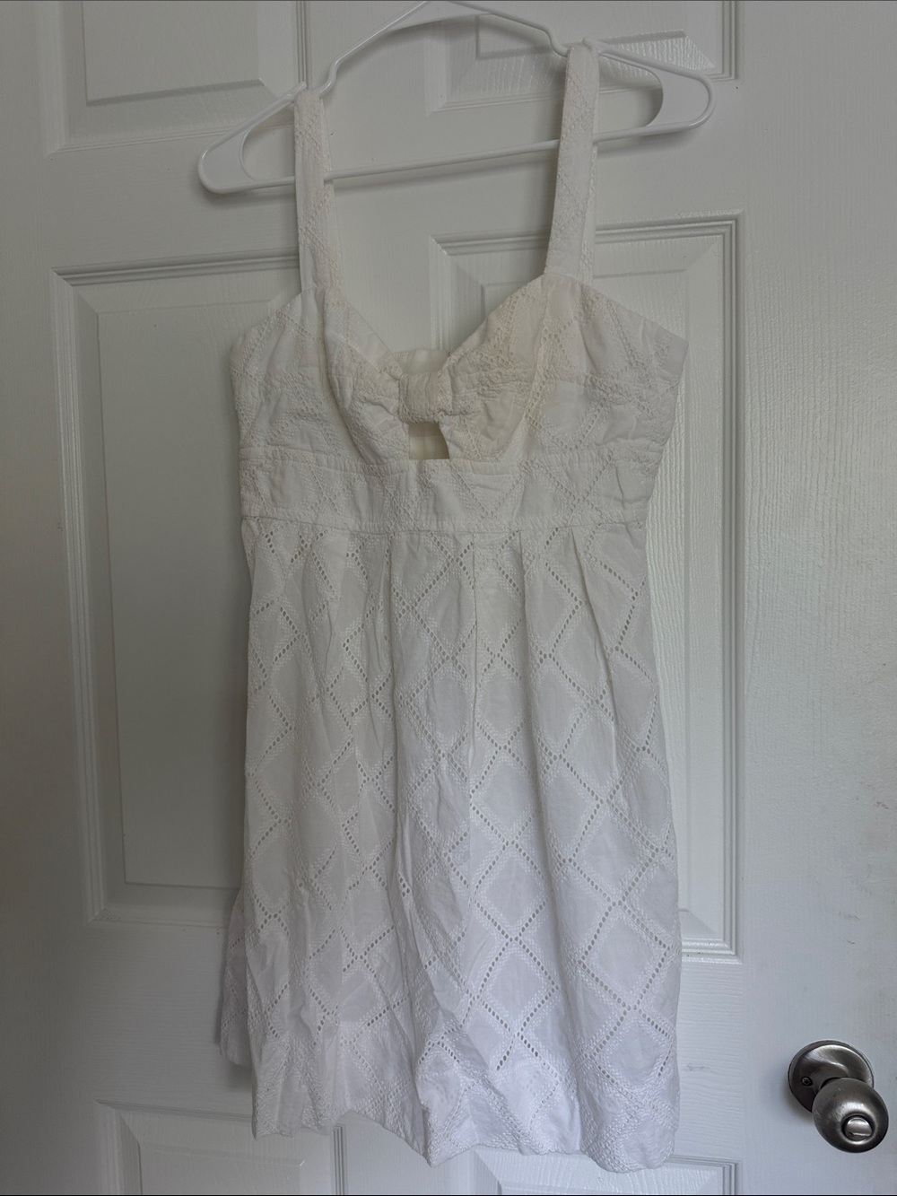 Trina Turk White Eyelet Top with Lace Trim